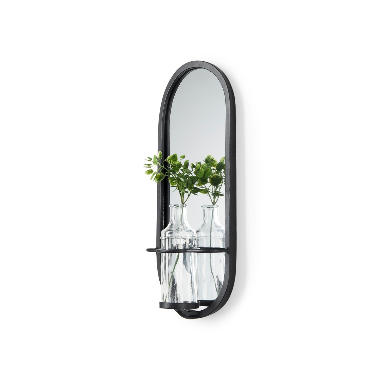Katherine Wall Mounted Mirror w/ Glass Bottle & Plant