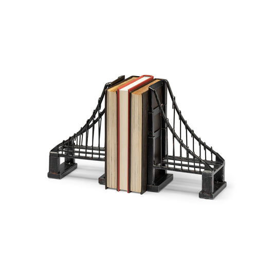 Set of 2 Brown Wrought Iron Suspension Bridge Bookends