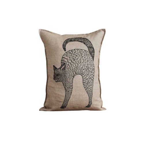 Scaredy Black Cat Pillow