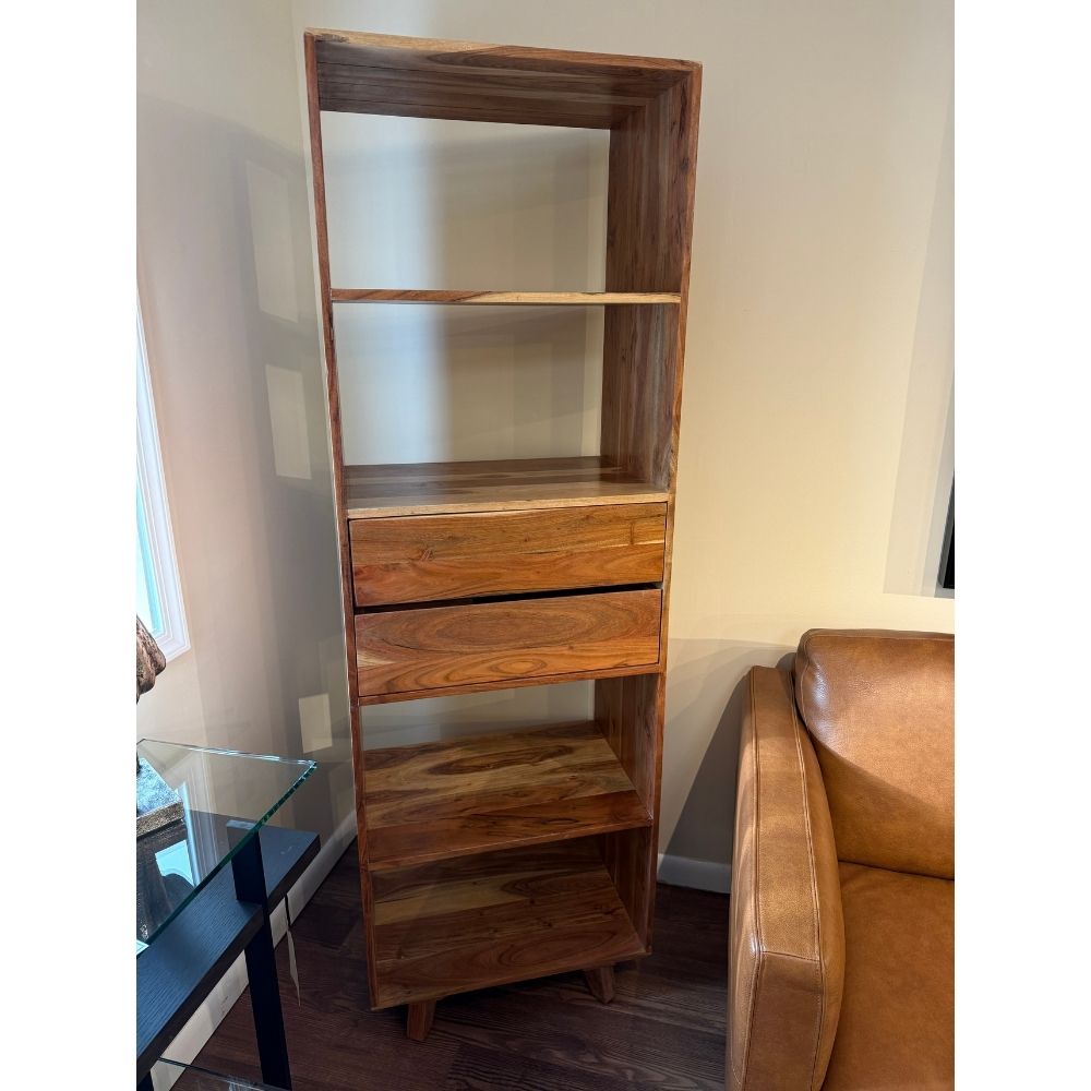 Tall Acacia Wood Cabinet