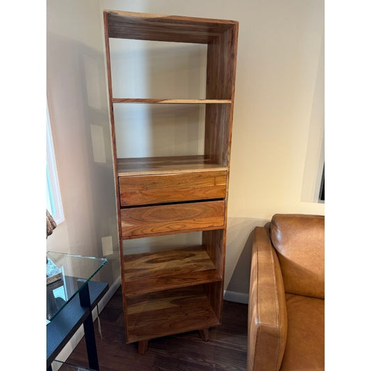 Tall Acacia Wood Cabinet