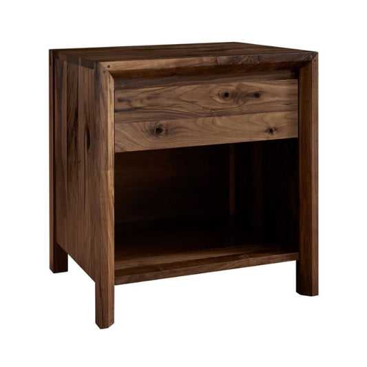 Rustic Walnut Open Nightstand