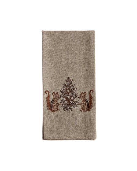 Chipmunks with Pinecone Tea Towel