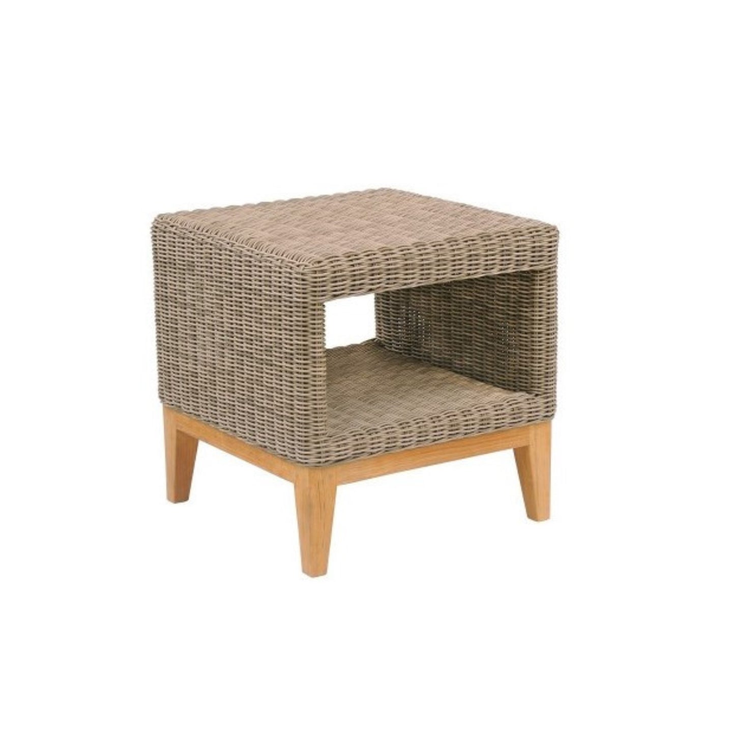 Frances Small Wicker Side Table with Glass