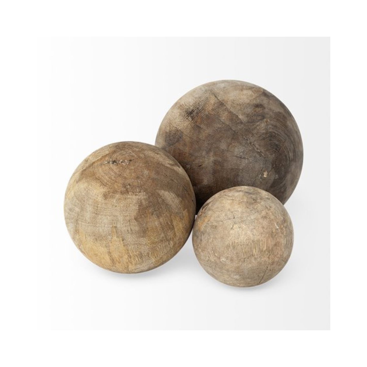 Carrick (Set of 3) Natural Wood Decorative Spheres