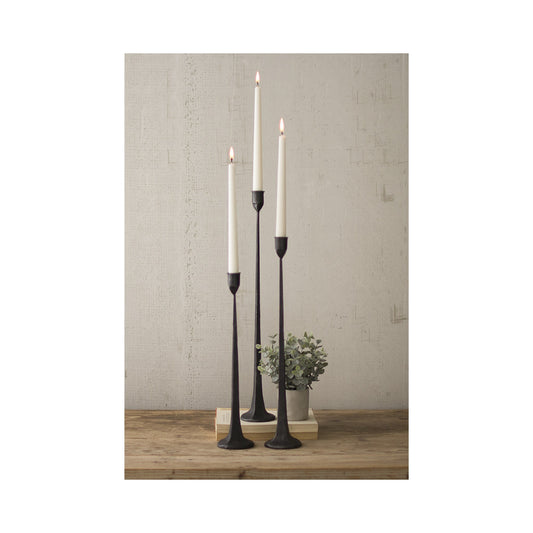 Set of 3 Tall Cast Iron Taper Candle Holders